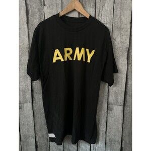 US ARMY BLACK SHORT SLEEVE PT SHIRT APFU TSHIRT ATHLETE PHYSICAL FITNESS UNIFORM